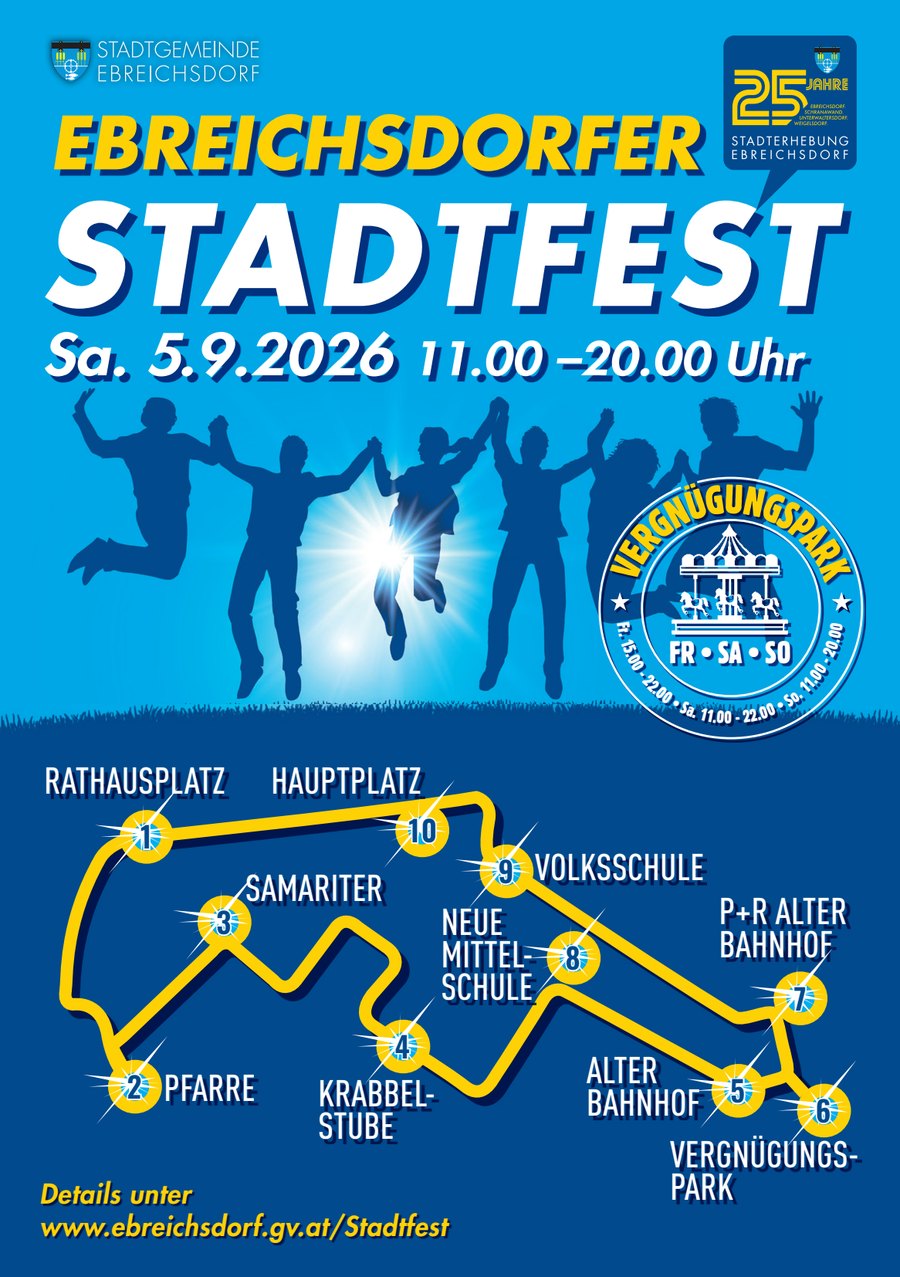 Titelseite des Folders zum Ebreichsdorfer Stadtfest am 5. September 2026